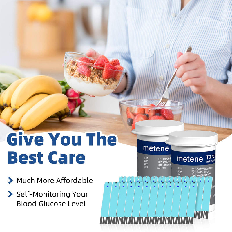 Metene TD-4116 Blood Glucose Test Strips, 100 Count Blood Sugar Test Strips for Diabetes, Use with metene TD-4116 Blood Glucose Monitoring System Only - NewNest Australia