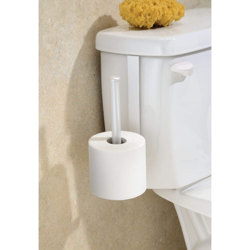 iDesign Classico Metal Toilet Paper Reserve, Over the Tank Tissue Organizer for Bathroom Storage, 2" x 4.5" x 10.75", Pearl White - NewNest Australia