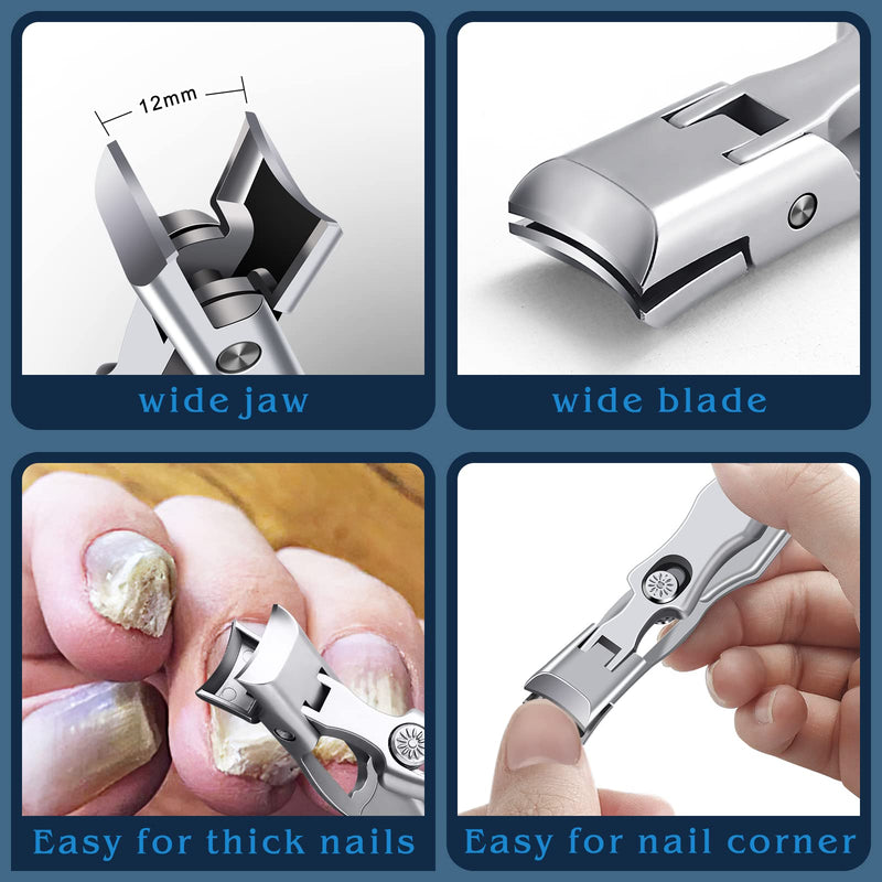 Nail Clippers - DRMODE Upgraded Wide Jaw Opening No Splash Nail Clippers for Thick Nails with Catcher,Toenail Clippers Long Handled Nail Cutter with Sharp Curved Blade for Men Senior - NewNest Australia