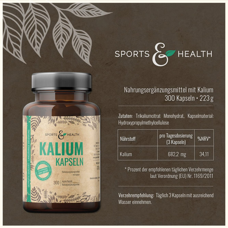 High-dose potassium - potassium capsules - 300 capsules - vegan - free of additives - 682.2 mg potassium citrate per daily dosage - potassium citrate - NewNest Australia