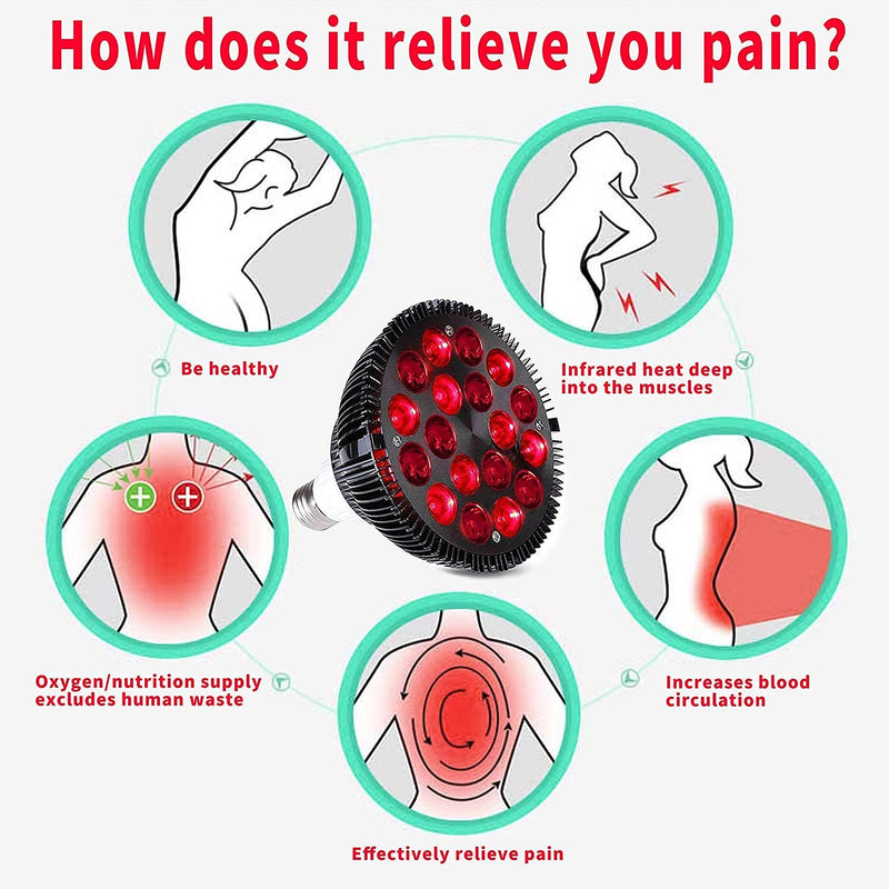 Wolezek Red Light Therapy, 18 LEDs Red Light Therapy Bulb with 660nm Red and 850nm Near-Infrared Combo Wavelength, Infrared Light Therapy Lamp Device for Skin Care Pain Relief - NewNest Australia