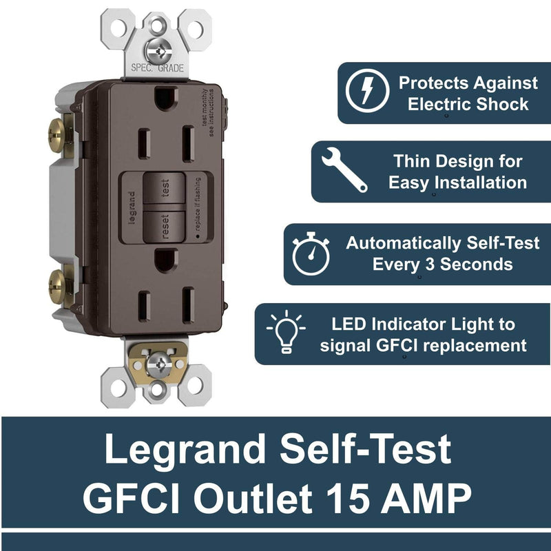 Legrand radiant Self-Test GFCI Outlet, 15 Amp, Safe for Kids, Tamper Resistant Outlets Brown CCD - NewNest Australia