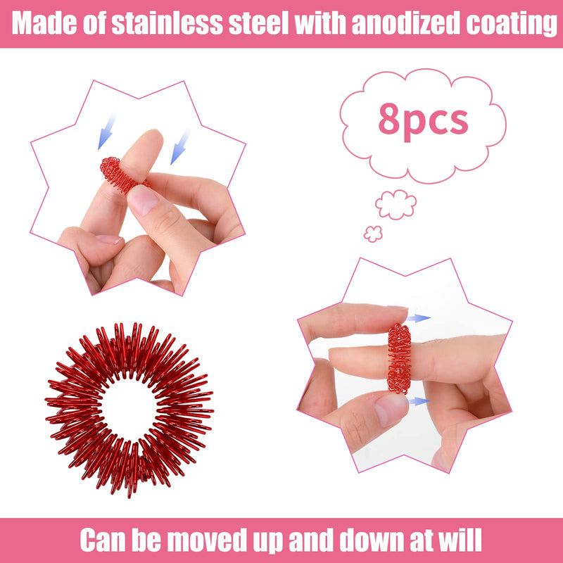 8-Piece Acupressure Ring Set, Massage Rings For Fingers, Acupressure Ring, Massage Ring For Stress Reducer And Promote Blood Circulation, Finger Massage Or Toe Massage - NewNest Australia
