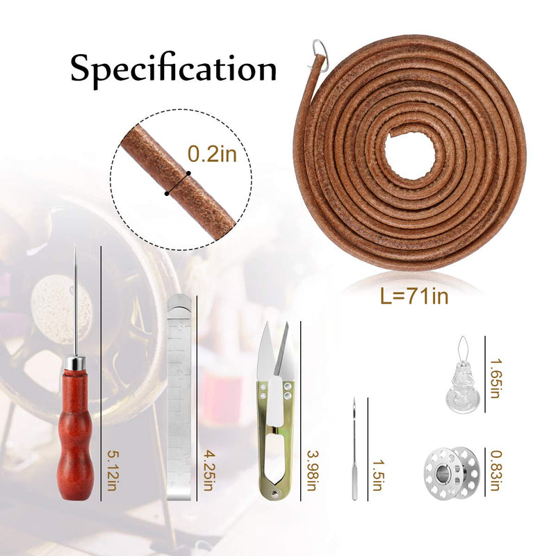 Magicfour Sewing Machine Belt, 71" 3/16" Sewing Machine Leather Belts Sewing Machine Treadle Belts with Hook for Singer/Jones Sewing Machine (2 Pcs with Accessories) 2 Pcs with Accessories - NewNest Australia