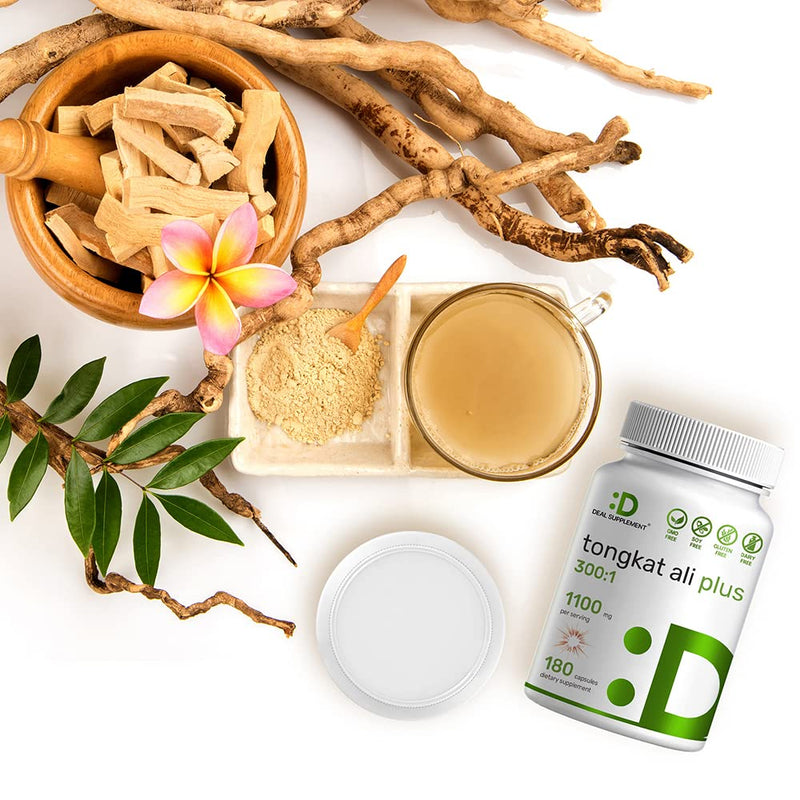 Tongkat Ali Extract 300:1 Enhanced with Horny Goat, 1100mg Per Serving, 180 Capsules, 2-1 Formula, Indonesia Origin Eurycoma Longifolia (Longjack), Max Strength Tongkat Ali for Men - NewNest Australia