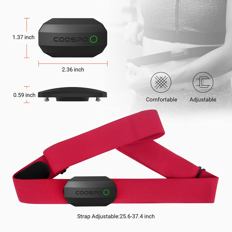 Coospo Bluetooth Heart Rate Monitor Chest Strap,ANT+ BLE HR Monitor Chest, HRM IP67 Waterproof, Use for Running Cycling Gym and Other Sports CooSpo Heart rate monitor h808s Black-red - NewNest Australia