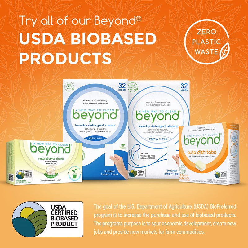 Beyond Natural Dishwasher Tablets - Fragrance & Dye Free - ZERO PLASTIC WASTE - Certified Biobased (1 Box of 32) - NewNest Australia