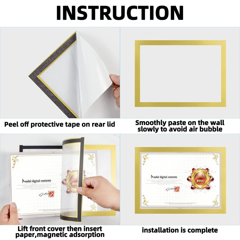 JIUYE A4 Self Adhesive Magnetic Display Frame,Dual Side Transparent Magnetic Window Sign Holder for Office/Store/School as Shop Window Notice Display Frame/Schedule (A4 2Pcs, Golden) A4 2Pcs - NewNest Australia
