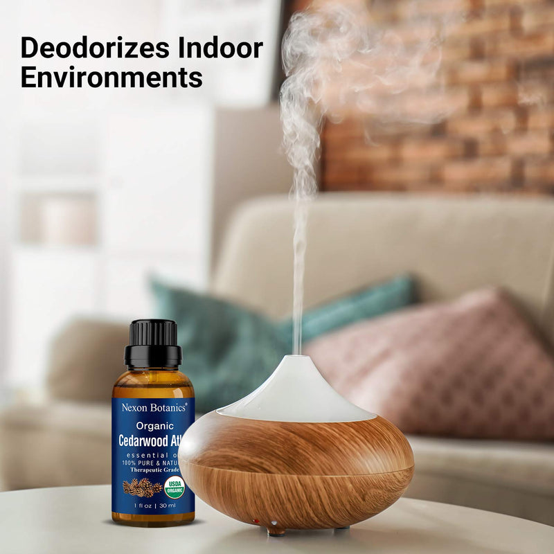 Cedarwood Essential Oil Organic 30 ml - Natural Pure Cedarwood Oil for Diffuser, Aromatherapy - Cedar Wood Essential Oil - Soothes Muscle Pain - Skin Use and Hair Care - Nexon Botanics - NewNest Australia