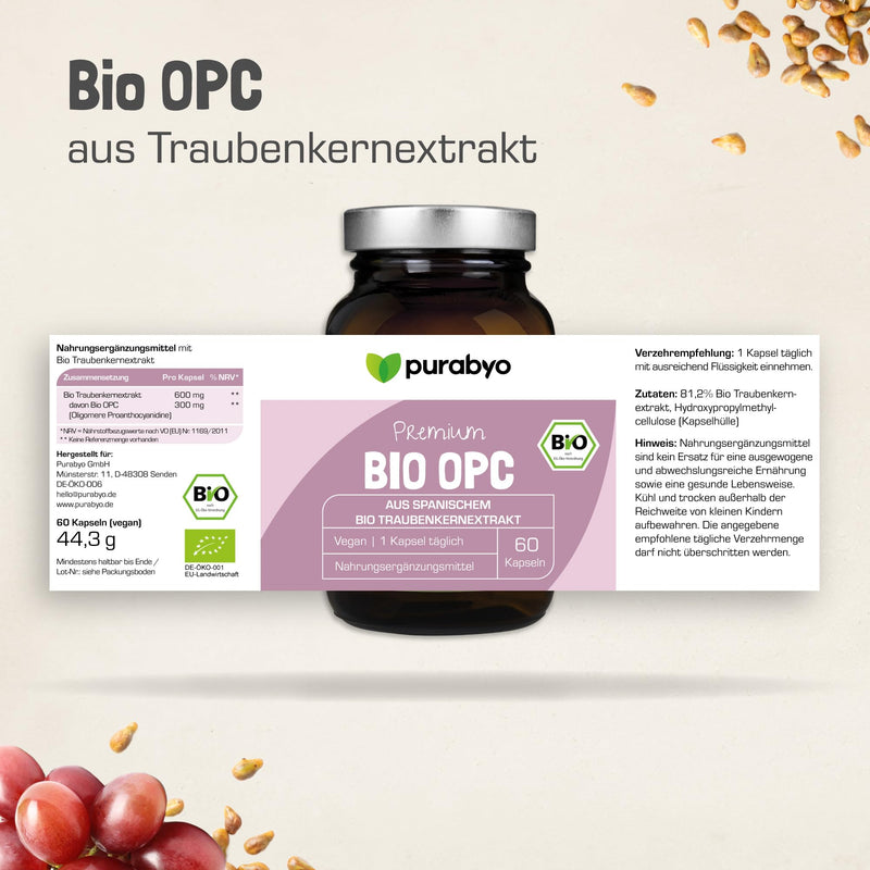 Opc Bio Grape Seed Extract | Premium | In The Glass | 300Mg Opc/Capsule (Hplc Laboratory Tested) | Vegan | Organic Cultivation In Spanish Wine Region | Water Extracted | Without Additives | 2 Month Supply - NewNest Australia