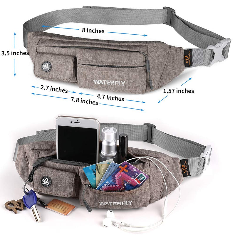 WATERFLY Fanny Pack for Women Men Water Resistant Small Waist Pouch Slim Belt Bag with 4 Pockets for Running Travelling Hiking Walking Lightweight Crossbody Chest Bag Fit All Phones Flaxen - NewNest Australia