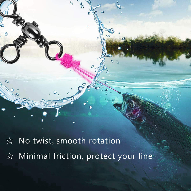JSHANMEI Three 3 Way Cross-Line Barrel Fishing Swivels Set 120pcs Brass T-Shape Triple Swivel Connector Fast Rolling Swivels Fishing Tackle Accessories - NewNest Australia