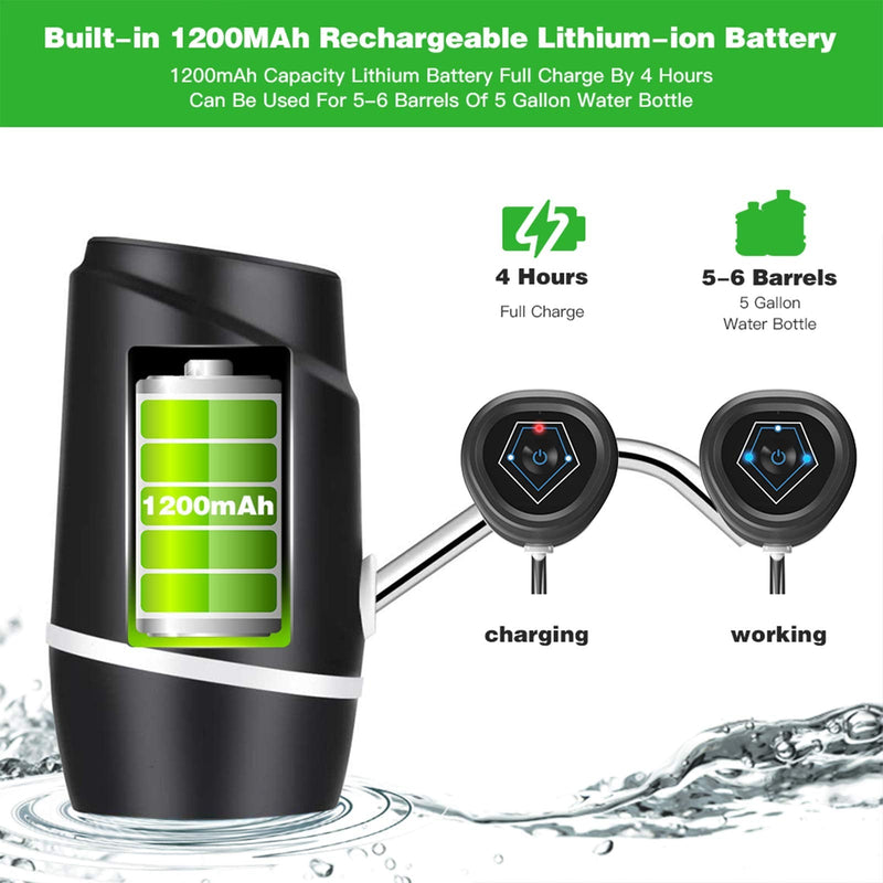 5 Gallon Water Dispenser,Electric Drinking Water Pump Portable Water Dispenser Universal USB Charging Water Bottle Pump For 2-5 Gallon With 2 Silicone - NewNest Australia
