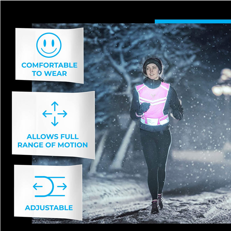 247 Viz Reflective Running Vest – Reflective Vest Running at Night for Walkers, Women & Men. High Visibility Reflective Gear, Cycling & Running Vest, High Vis Neon Safety, Small, Medium & Large Size Neon Pink - NewNest Australia