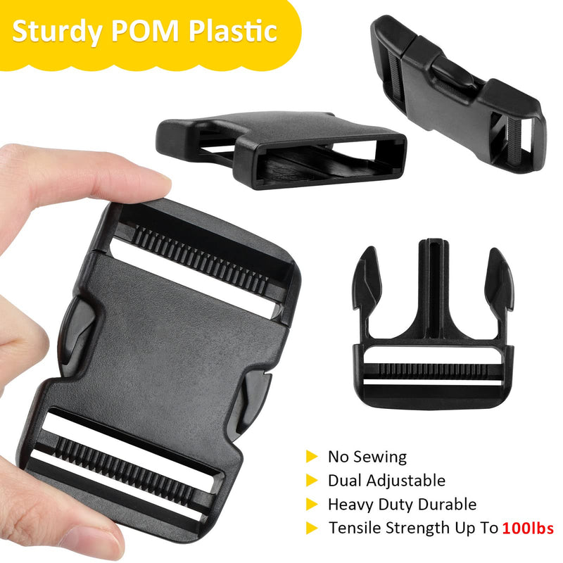 Adjustable Plastic Buckles 6 Set（24 Pack), 6 Pcs Quick Side Release Buckle Dual & 6 Pcs D ring & 12 Pcs Tri-glide Slide Clip 1 Inch Buckles 6 Set - NewNest Australia