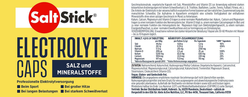 SaltStick Caps 30 salt & mineral capsules with electrolytes (sodium, potassium, calcium, magnesium) and vitamin D3, 33 g - NewNest Australia