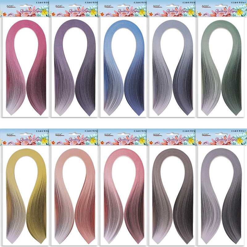 JUYA Paper Quilling Gradient Series Set 10 Colors QP388 (10 Packs Individual, Width: 3mm) 10 Packs Individual Width: 3 mm - NewNest Australia