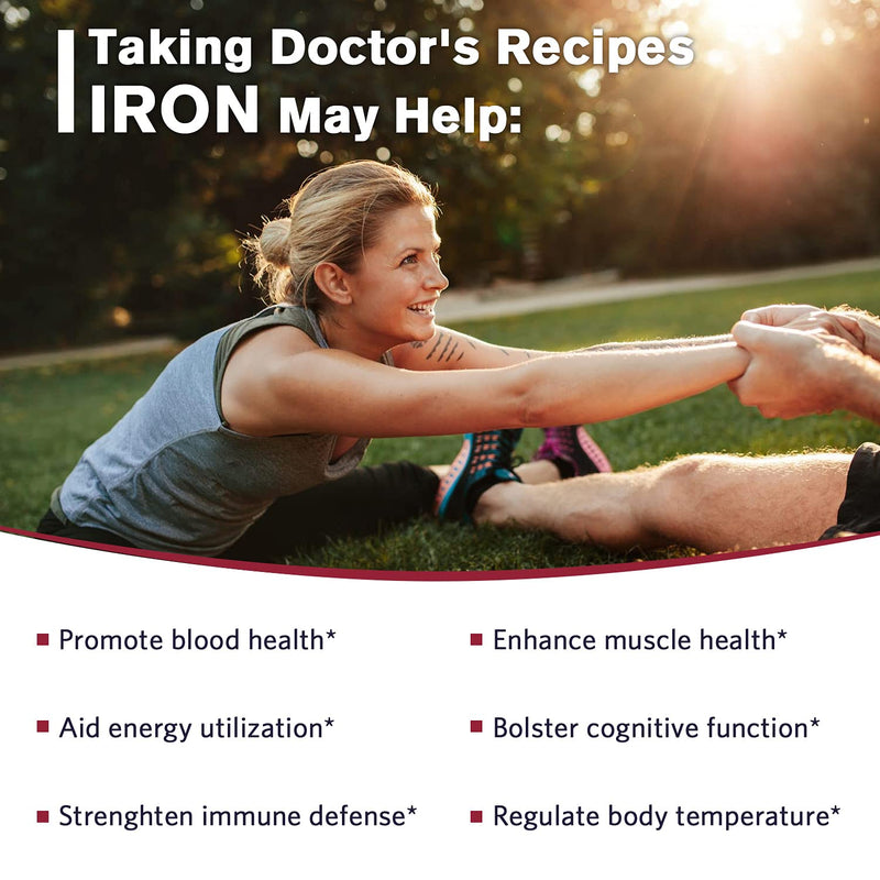 Doctor’s Recipes Iron 65 mg Carbonyl Iron with Vitamin C, Maximized Absorption Easy on The Stomach, Red Cells Formation, Blood, Heart, Brain, Muscle & Immunity Health, Vegan Non-GMO 60 Tablets - NewNest Australia