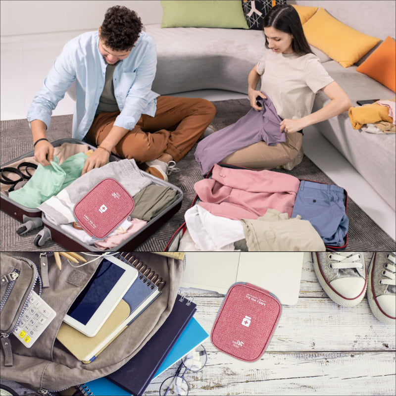 Pack Of 2 Medicine Bag, Travel Emergency Bag, First Aid Travel Pharmacy Bag, Empty, Medicine Bag, Travel Pharmacy Bag, Portable Travel First Aid Kit, For Travel, On The Go, Home, Office (Red) - NewNest Australia