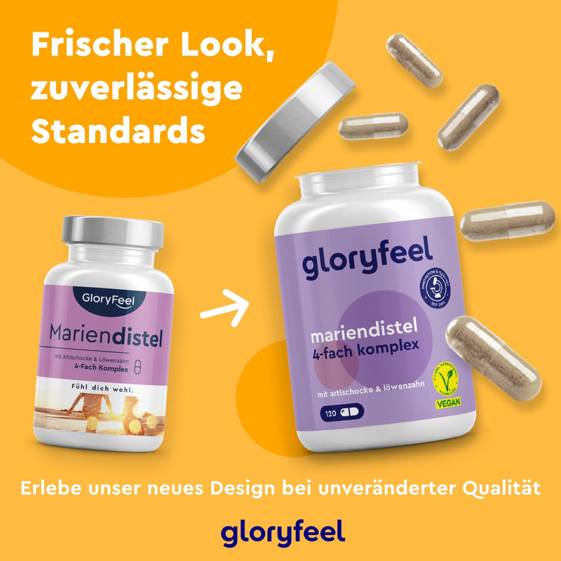Milk thistle (500mg) with artichoke (400mg), dandelion (150mg) and desmodium (50mg) - high dose with silymarin content - 120 vegan capsules - laboratory tested, made in Germany without additives - NewNest Australia