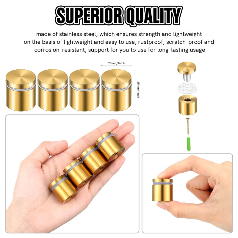 8 Sets Stainless Steel Standoff Screws Advertising Standoff Mount Metal Standoff Hardware Wall Sign Mounting Hardware for Hanging Acrylic Picture Frame (1 x 1 Inch) 1 x 1 Inch - NewNest Australia