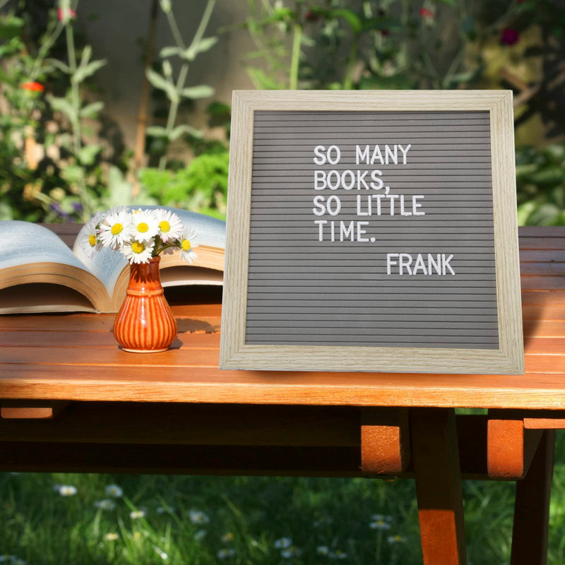 Letter Board by Crystal Lemon, Felt Letter Board, 10x10 Inches, Changeable Wooden Message Board Sign, Wood Frame, Wall Mount, Free Standing(Gray) Gray - NewNest Australia