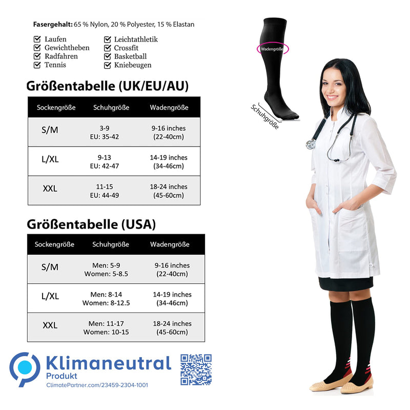 Compression Stockings For Men And Women (20 Mmhg - 30 Mmhg), Compression Socks, Varicose Veins Socks, Thrombosis Stockings For Swollen Legs, Oedema, Running, Sports, Flight, Travel - NewNest Australia