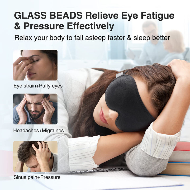 Umisleep Sleep Mask, Women Men 2022 3D Weighted Eye Mask Blocking Lights Sleeping Mask, Relieve Stress, Headache Eye Cover Adjustable Strap,120g Blindfold for Travel/Nap/All Night Sleeping - NewNest Australia