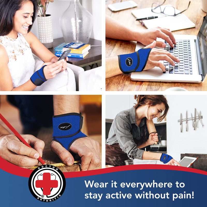 Doctor Developed Premium Comfy, Lightweight, Wrist Support-Strap-Brace-Hand Support, Relief for Wrist Injuries, Joint Disease, Sprains & More by Dr Arthritis - Blue 1 Count (Pack of 1) - NewNest Australia