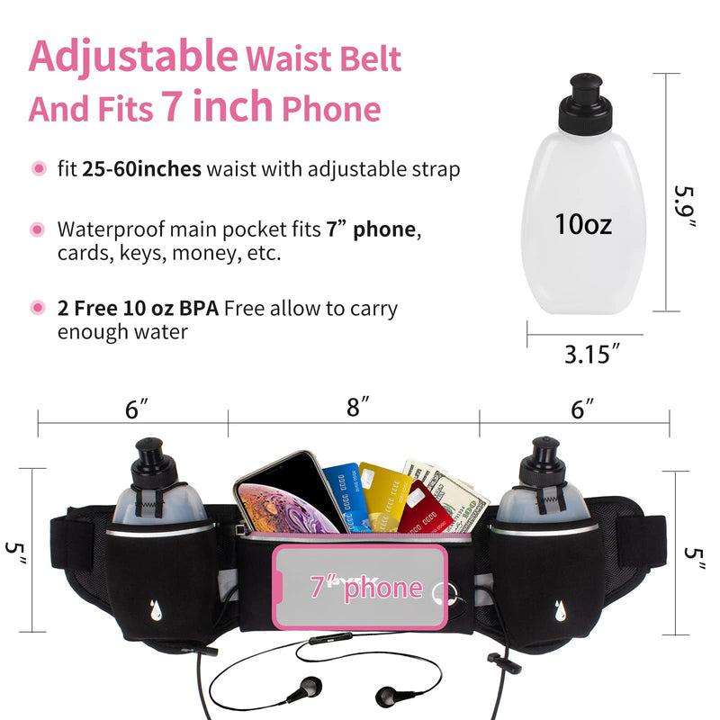 PYFK Upgraded Running Belt with Water Bottles, Hydration Belt for Men and Women, Water Bottle Holder Running Pouch Belt, Fanny Pack Fits 6.5 inches Phones, Waist pack for Running Hiking Climbing purple - NewNest Australia