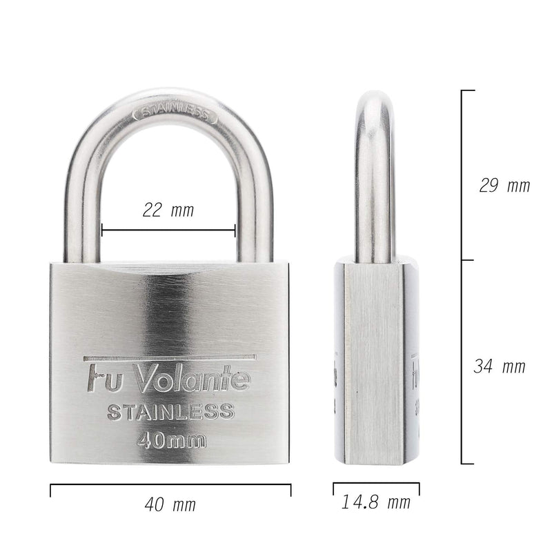 Stainless Steel Pin Tumbler Padlock, 304 Marine Series, Anti Rust Lock, Weatherproof Padlock for Outdoor use, 1-1/2 inch Wide Body, Keyed Different - Stainless Steel Body & Shackle FUPS140 - NewNest Australia