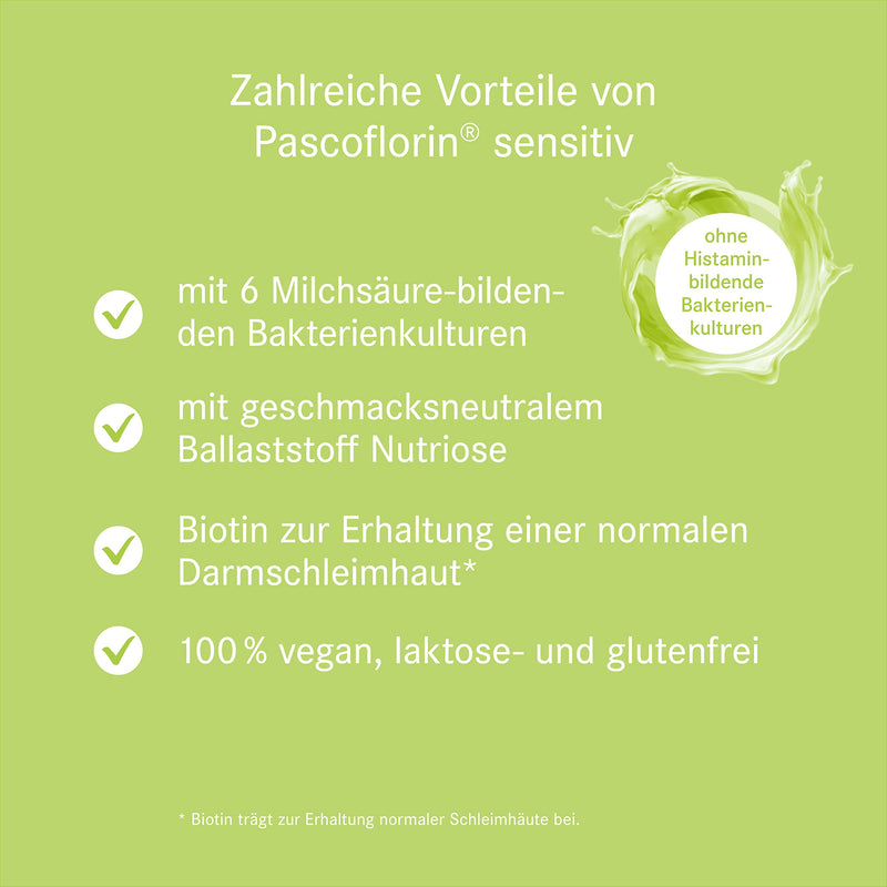 Pascoflorin Sensitive: Dietary Supplement With Lactic Acid Forming Bacterial Cultures - Without Histamine-Forming Bacterial Strains - Vegan, Lactose And Gluten Free - 80 G - NewNest Australia