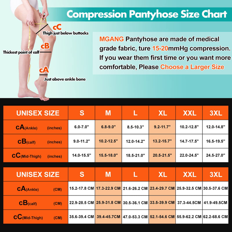 MGANG® Compression Pantyhose, Open Toe, Waist High Compression Stockings Opaque, 15-20 mmHg Pantyhose, Firm Support Hose for Unisex, Edema, Varicose Veins, Swelling, Nursing, Beige Small 15-20mmhg Beige Open-toe - NewNest Australia