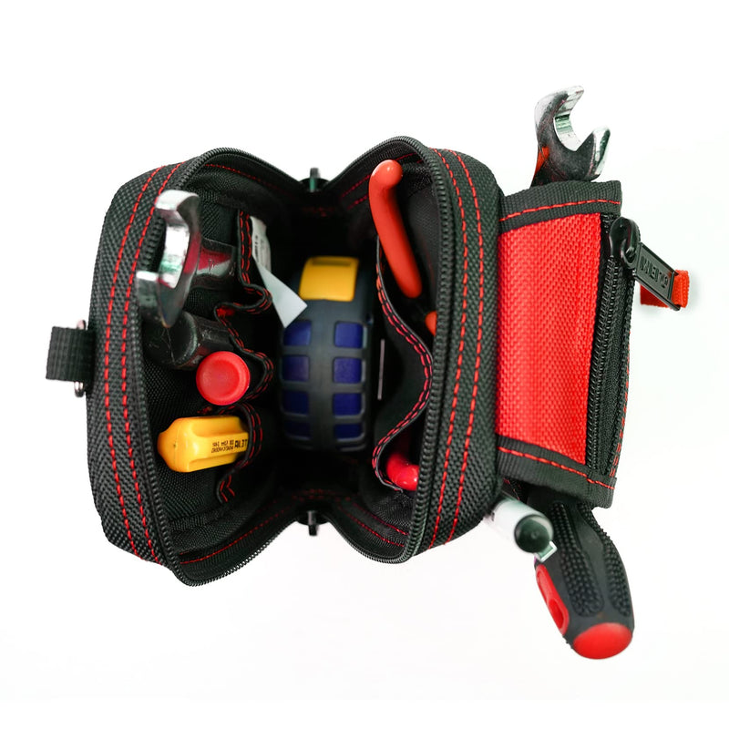 MELOTOUGH Heavy Duty Tradesman Pro Tool Pouch with Various Sized Pockets and Electrical Tape Thong,Hammer Holder Electricians Tool Pouch 10 Pockets red color - NewNest Australia