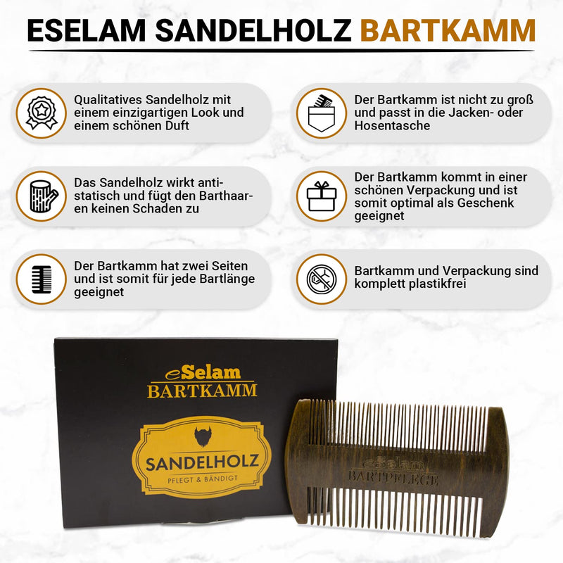 Premium beard comb made of fragrant sandalwood - pocket comb with double teeth - wooden comb for beard care - eSelam - NewNest Australia