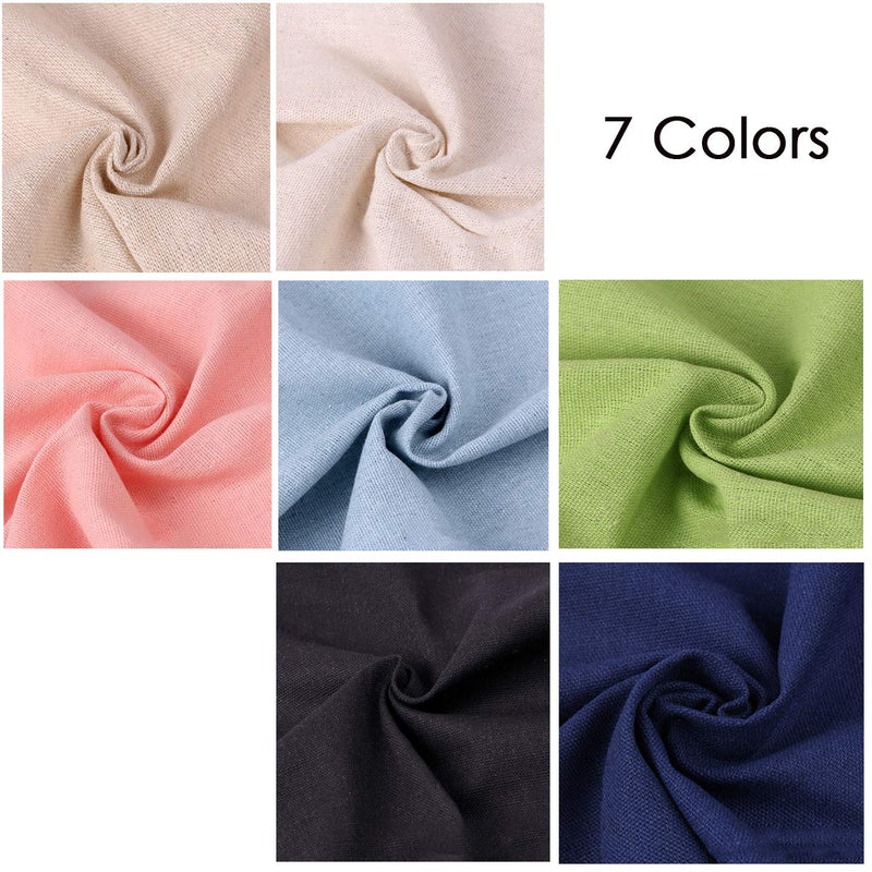 MWELLEWM 7 Pcs/Set Linen Cloth Needlework Fabric Solid Colour Cloth Garments Crafts Accessories Square Embroidery Cloth (50 * 50CM) - NewNest Australia