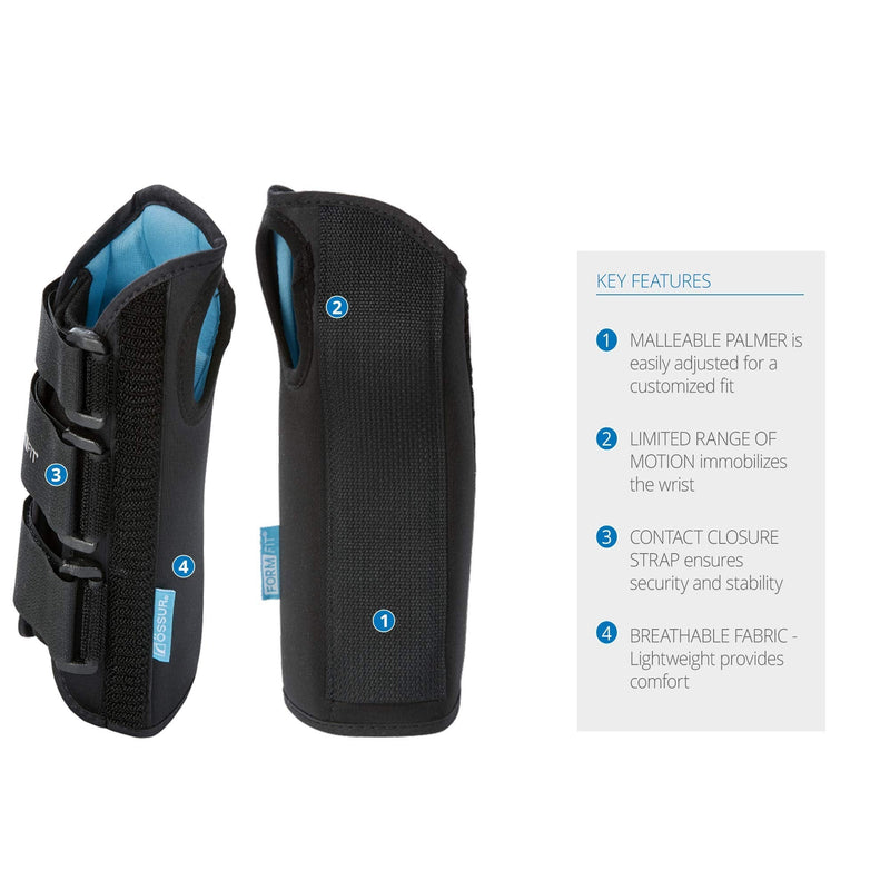 Ossur Formfit Wrist Brace for Treatment of Tendonitis, Carpel Tunnel, Post Cast Healing and Soft Tissue Injuries | Wrist Immobilization, Breathable Material, Custom Fit | 8" Version (Right, X-Small) Right - X-Small - NewNest Australia