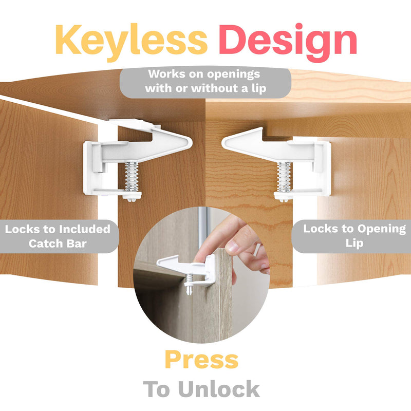 Cabinet Locks Child Safety Latches (8 Pack) - Baby Proofing Cabinets & Drawers Locks - Child Proof Your Home - No Drilling & No Tools Required! - NewNest Australia