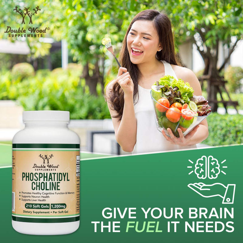 Phosphatidylcholine 1,200mg – 210 Softgels – Enhanced Version of Sunflower and Soy Lecithin - Non-GMO, Manufactured and Tested in The USA to Support Brain Health by Double Wood Supplements - NewNest Australia