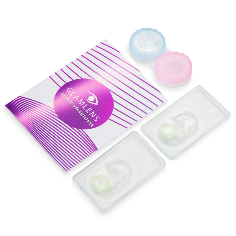 Glamlens Silicone Comfort Contact Lenses Very Strong Opaque And Natural Green Colored "Rose Green" + Container - 1 Pair (2 Pieces) - Dia 14.00 - Without Strength 0.00 Dioptres - NewNest Australia