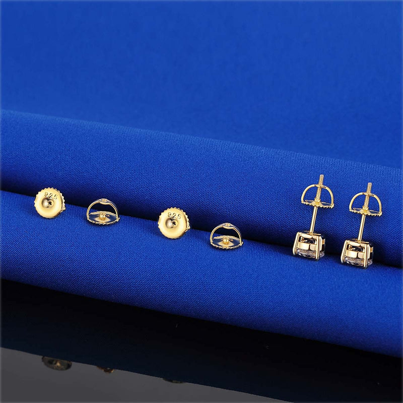 14k Gold Screw Earring Backs Replacements,925 Stering Silver Threaded Screw On Earring Backs for Diamond Studs,Hypoallergenic Earring Screwbacks Fit Post Sizes 0032"（3pair/6pcs） Gold 3 Pairs - NewNest Australia