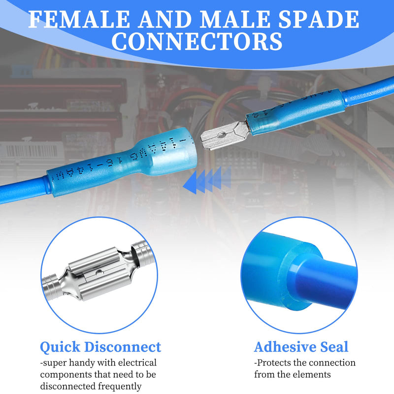 Qibaok 320 PCS Heat Shrink Spade Connectors Female and Male Terminals Insulated Quick Disconnect Wire Connectors Connectors Kit - NewNest Australia