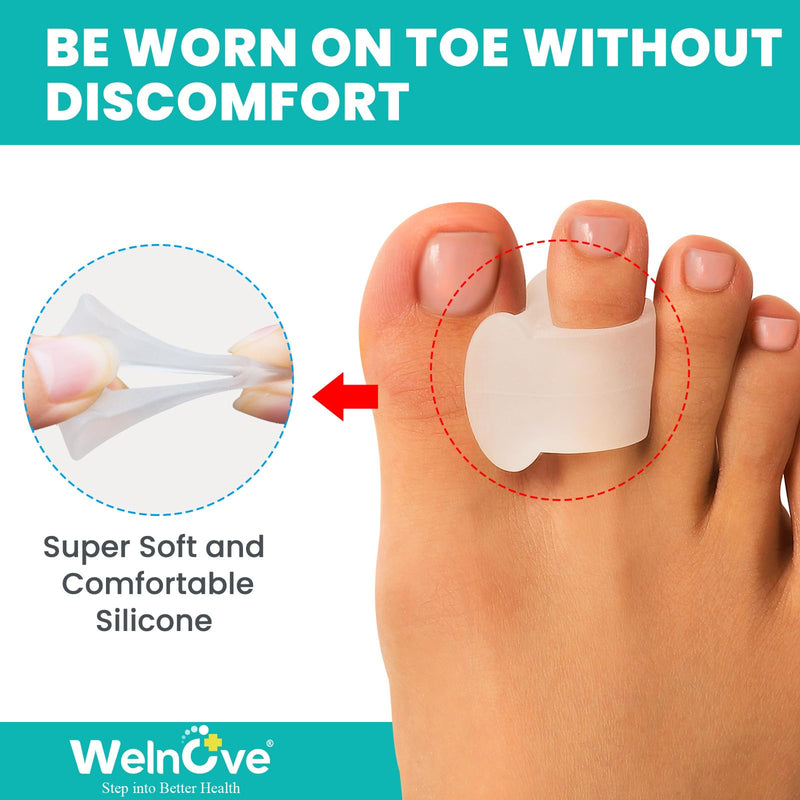Welnove 10 Pack Gel Toe Separators - Toe Spacers With Aloe Vera Extract, Overlapping, Hammer Toe, Bunion Relief - Soft Silicone Toe Corrector For Men And Women (6M+4S) - NewNest Australia