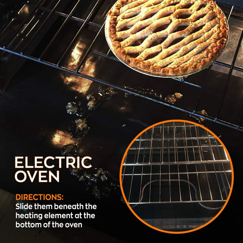 2 Pack Large Thick Heavy Duty Non Stick Teflon Oven Liners Mat, 17"x 25" BPA and PFOA Free, for bottom of Electric Oven Gas Oven Microwave Charcoal or Gas Grills - NewNest Australia