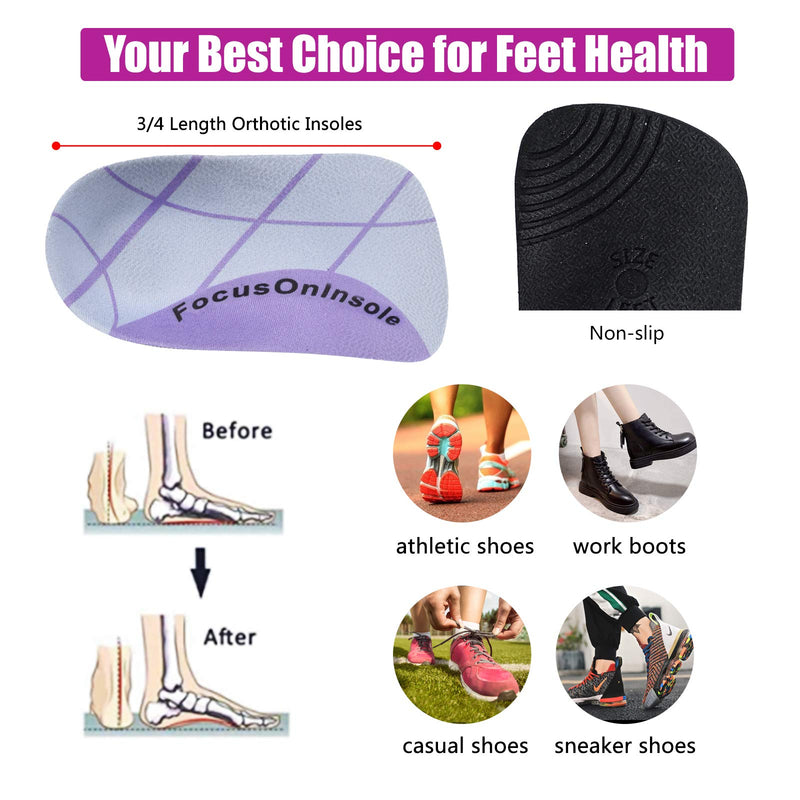 Plantar Fasciitis 3/4 Length Insoles, High Arch Supports Orthotic Insoles, Men/Women, 1 Pair, Flat Feet, Over-Pronation, Heel Spur Pain Relief Shoe Inserts for Walking Running Sport Medium(6-9.5 UK) - NewNest Australia
