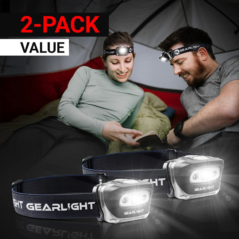 GearLight LED Headlamp Flashlight S500 [2 Pack] - Running, Camping, and Outdoor Headlight Headlamps - Head Lamp with Red Safety Light for Adults and Kids - NewNest Australia