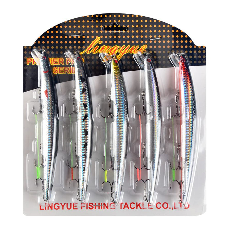 LINGYUE Fishing Lures Minnow VIB Popper Hard Bait Lures with Treble Hook Lifelike 3D Fishing Eyes Swimbait Crankbait Deep/Shallow Divers Fish Tackle Kits Y139-gary - NewNest Australia