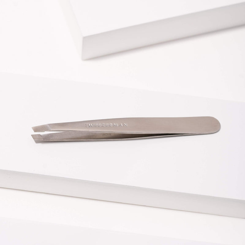 TWEEZERMAN Tweezers for plucking eyebrows, slanted tip, rustproof, stainless steel edition, pack of 1 - NewNest Australia