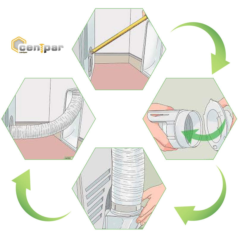 Cenipar Dryer Vent Hose-4 inch Ducting Vent Hose Flexible Aluminum Foil Non-Insulated (4 inch 8 feet) with 2 Clamps 4in-8FT-1PC Silver - NewNest Australia