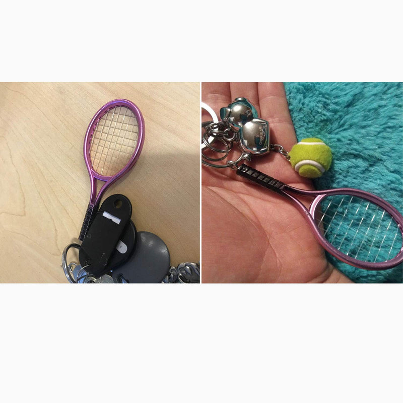 NewNest Australia - HONBAY 6PCS Mini Exquisite Lightweight Tennis Racket Racquet Ball Keychains Key Rings Sport Style Split Keychains 